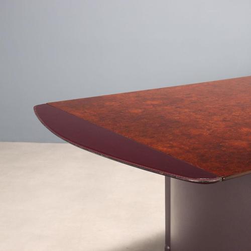 Vintage Italian Office Table in Burl Veneer, 1980s For Sale - Image 3 of 10