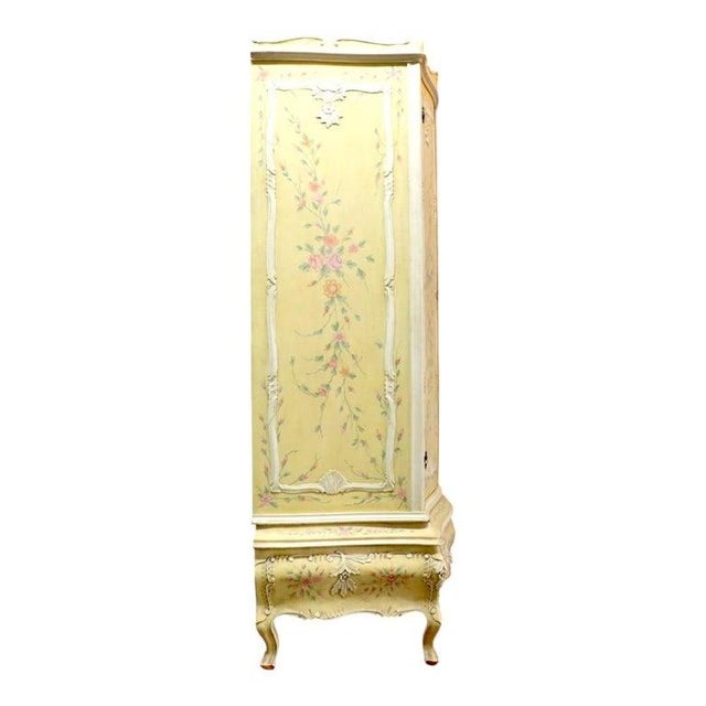 Vintage Niccolini Italia Rococo Floral Carved & Custom Painted Armoire C1940, Attributed For Sale - Image 14 of 15