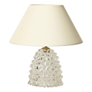 Large Murano Rostrato Glass and Brass Table Lamp from Barovier, Italy, 1940s For Sale
