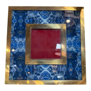 Brass and Lapis-Style Stone Picture Frame, 1970s For Sale