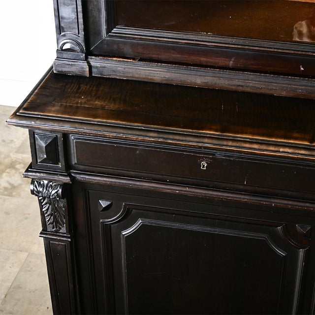French 19th Century Grand Ebonized Bibliotheque For Sale - Image 9 of 14