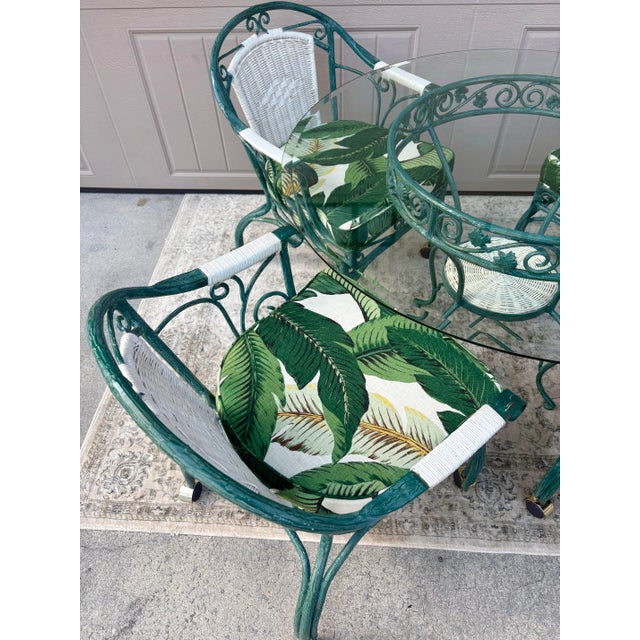 1970s Faux Bois Iron and Wicker Dining Table & 4 Chairs For Sale - Image 12 of 12