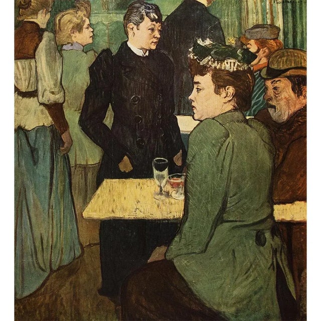 Paper 1950s After Toulouse-Lautrec "Corner in the Moulin De La Galette" Vintage Full Color Print For Sale - Image 7 of 8