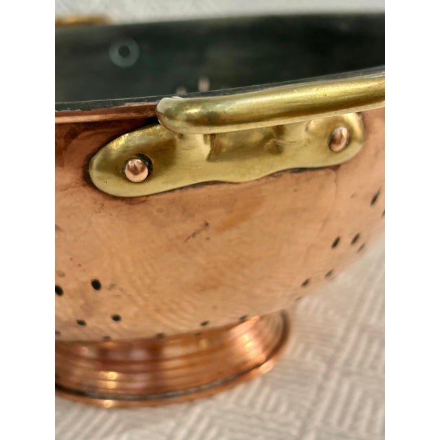 Vintage 1940’s-1960’s Copper Colander by Waldow Brooklyn With Brass Handles | American Handcrafted Kitchenware For Sale In New Orleans - Image 6 of 12