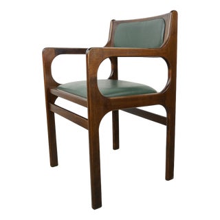 Lounge Chair in Wood and Dark Green Faux Leather, 1960s For Sale