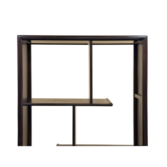 Coffee Asian Inspired Asymmetrical Dark Brown Shelving Display Cabinet Divider For Sale - Image 8 of 12