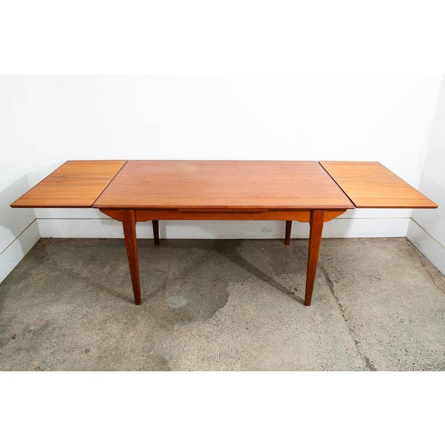 Mid-Century Modern 1960s Mid Century Danish Modern Dining Table Denmark Teak Wood Extension Draw Leaf Nm For Sale - Image 3 of 12