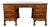 Antique Queen Anne Style Burl Walnut Kneehole Desk — Brass Bail Pulls, Bun Feet, Glass Top, C. 20th Century For Sale