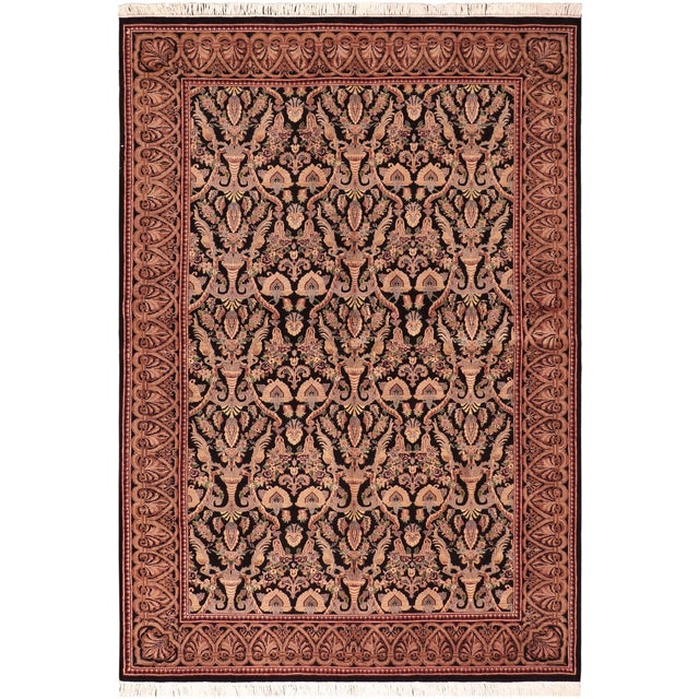 Shabby Chic 1990's Pak-Persian Black/Gold Wool Rug - 5'11'' X 8'11'' For Sale - Image 9 of 9