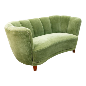 Mid Century Danish Modern Couch Sofa Mohair Light Green Loveseat Settee 2 Seat