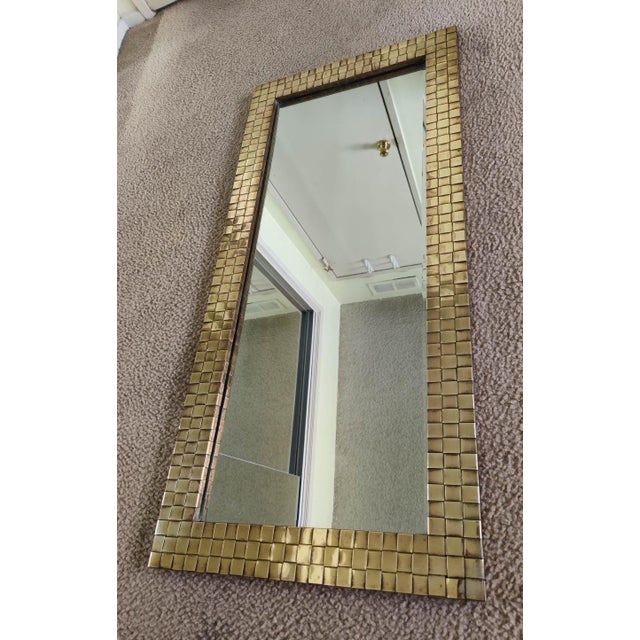 Mid-Century Modern 1970s Chapman Brass Woven Front Mirror For Sale - Image 3 of 7