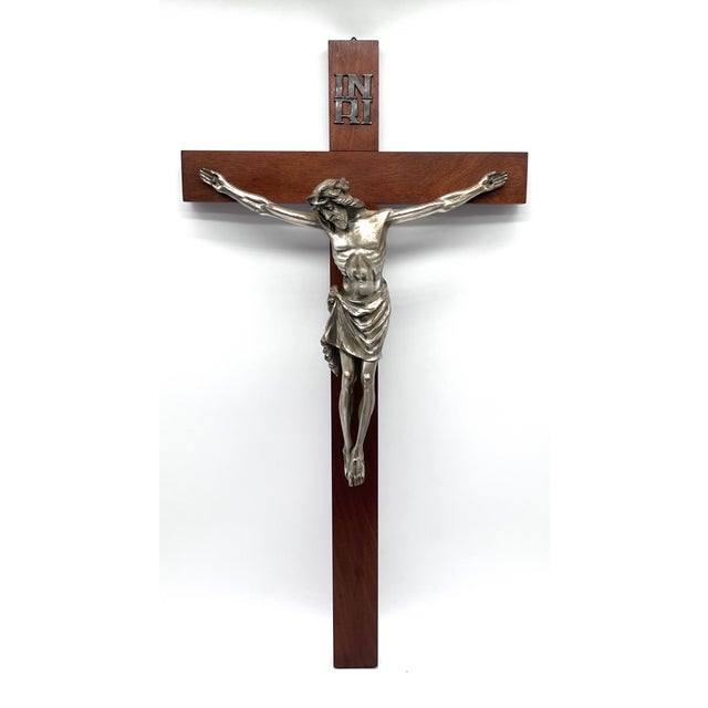 Large Antique Wall Cross with Jesus Figure, 1890s For Sale - Image 15 of 15