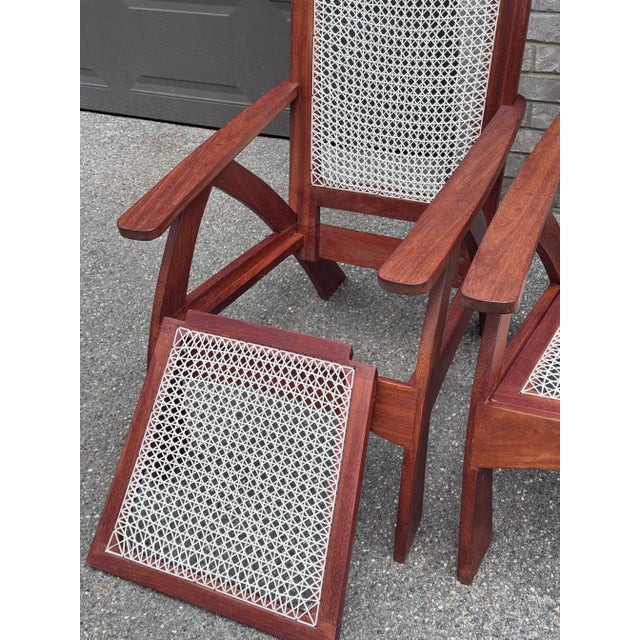 Brown Estate Tropical Plantation/ Swedish Modern Teak Adirondack Chairs - A Pair For Sale - Image 8 of 17