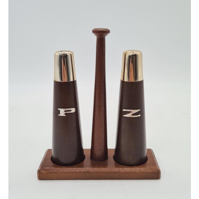 Vintage Teak Salt and Pepper Set with a Stand, Netherlands, 1960s, Set of 3 For Sale - Image 4 of 9