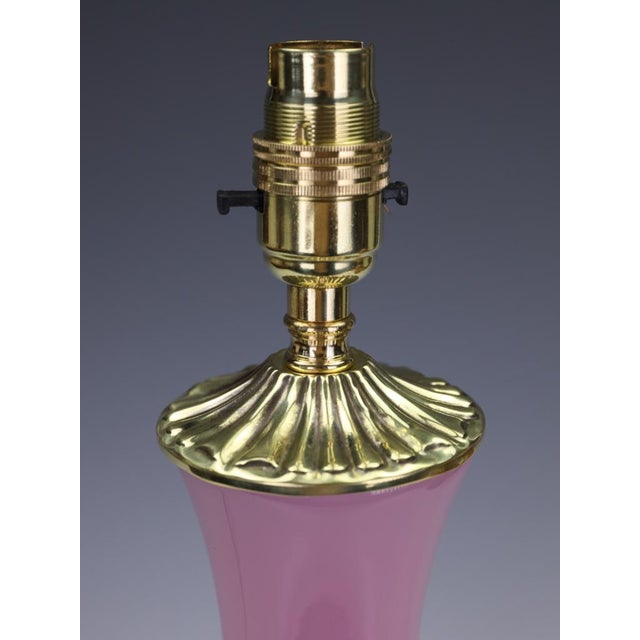 Pink Antique 19th Century French Pink Opaline Glass Baluster Table Lamp, 1870 For Sale - Image 8 of 15