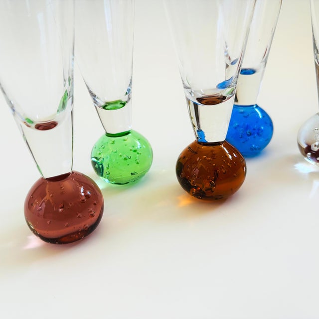 Colorful Postmodern Art Glass Cordials - Set of 6 For Sale - Image 10 of 11