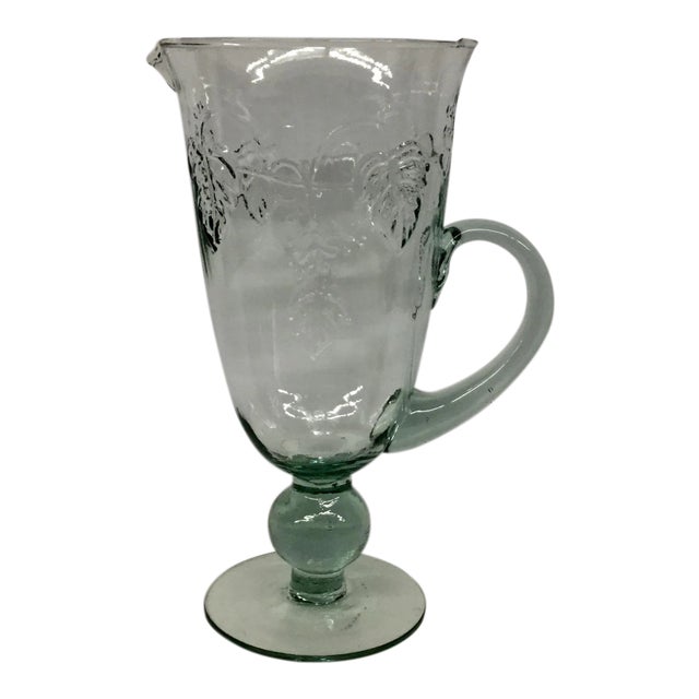 Vintage Hand Blown Glass Pitcher For Sale