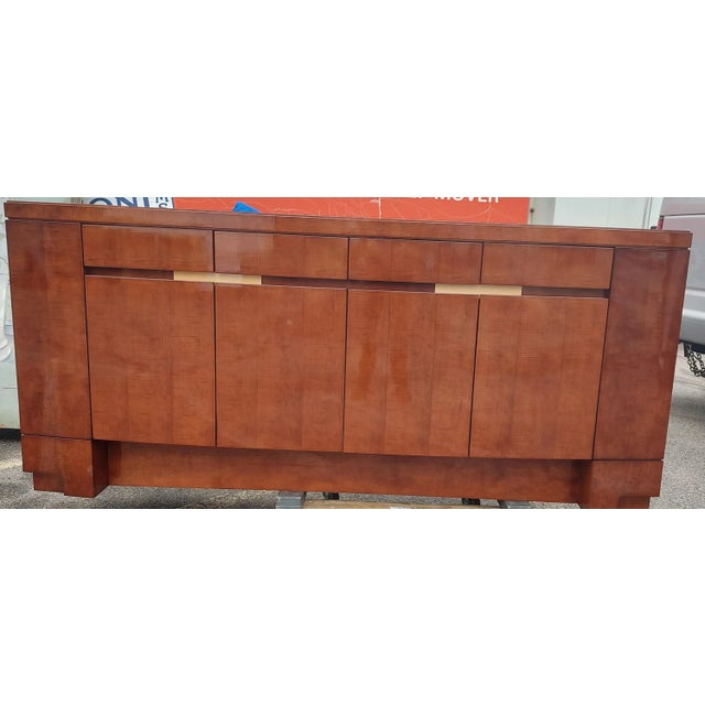 1980s Designer Custom Made Mahogany Glass Top Credenza For Sale - Image 10 of 10