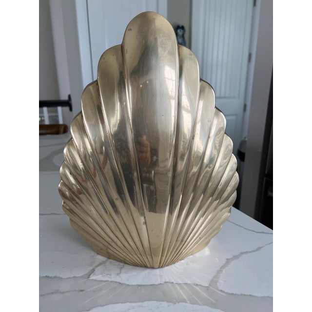 Mid Century Rosenthal Netter Shell Brass Vase For Sale - Image 10 of 10