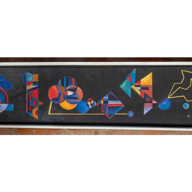 Mid-Century Modern Mid-Century Modern Geometric Abstract Painting on Masonite, 1963 For Sale - Image 3 of 14