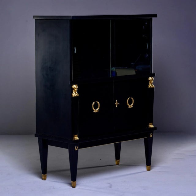 Early 20th Century French Vitrine or Dry Bar With Ebonized Finish and Brass Trim For Sale - Image 12 of 13