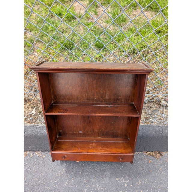 1960 Mid-Century Modern Cherry Wood 2-Tier Wall Shelf With Drawer For Sale In Washington DC - Image 6 of 13