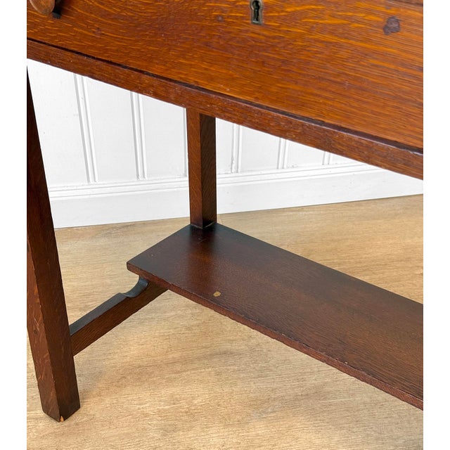 Antique Arts & Crafts Quartersawn Oak Drop Front Secretary Desk For Sale - Image 13 of 15