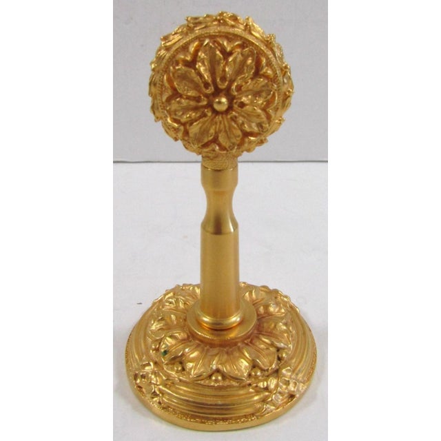 Art Nouveau Sherle Wagner Ribbon & Reed 22kt Gold Plated Brass and Crystal Fluted Towel Bar For Sale - Image 3 of 11