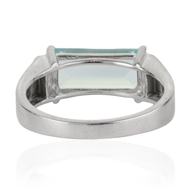 Not Yet Made - Made To Order March Birthstone East West Aquamarine & Diamond Ring Size 6 by Carat&Her For Sale - Image 5 of 13