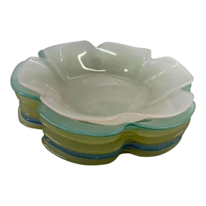 Vintage Pastel Colored Frosted Glass Flower Shaped Bowls- Set of 6