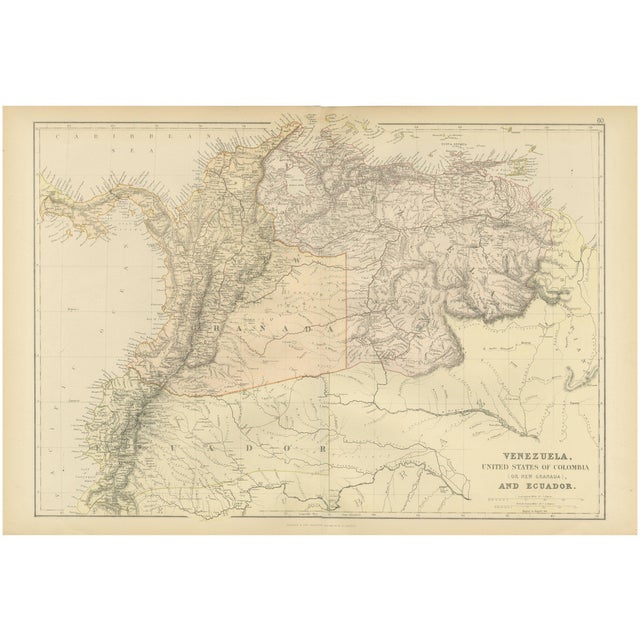 Antique Map of Venezuela, 1882 For Sale