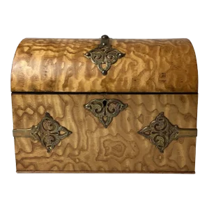 Antique Late 19th Century Burl Wood Dome Letter Writing Treasure Box