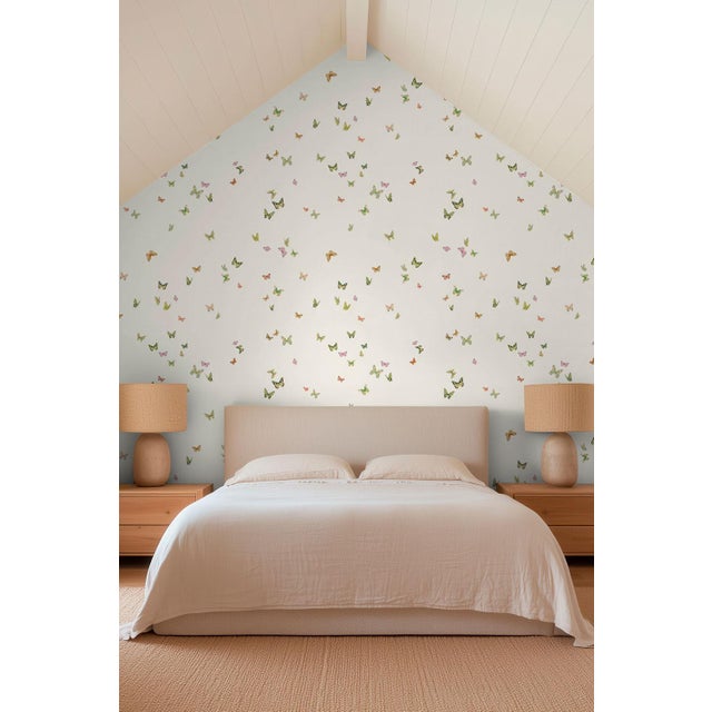 Butterfly Grove Grasscloth Wallpaper by House Party | Vanilla Cream | 8 Yards For Sale In Charlotte - Image 6 of 8