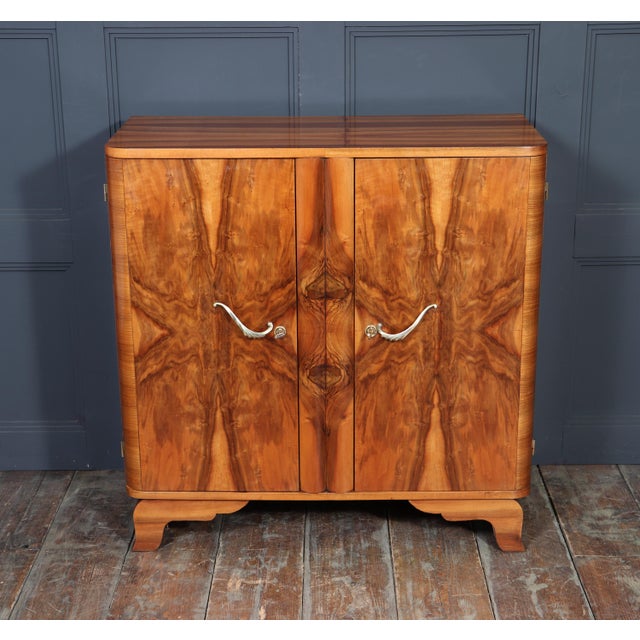 Art Deco French Walnut Two-Door Figured Buffet, 1930 For Sale - Image 6 of 16
