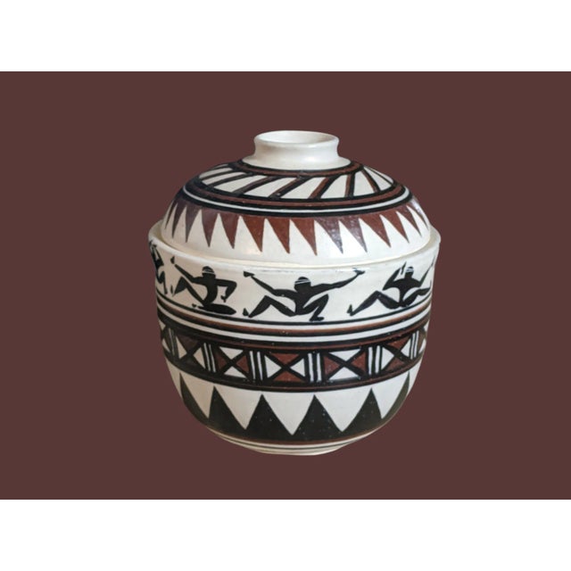 Tribal 1990s Taala Kauai Tribal Studio Pottery Canister Jar With Lid Signed and Dated For Sale - Image 3 of 13