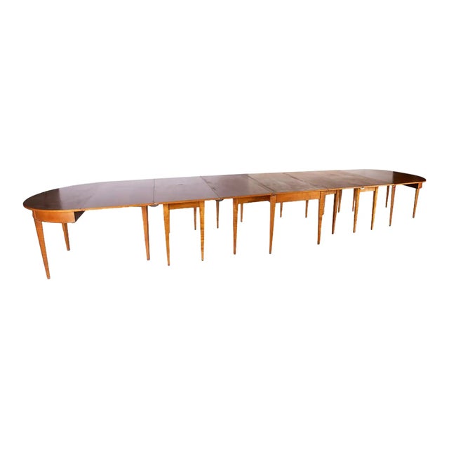 Quigley Furniture Co. Quigley of Chicago Tiger Maple Monumental Banquet Table - Adjustable to 17.5' - French Directoire Style - Mid 20th Century For Sale - Image 4 of 7