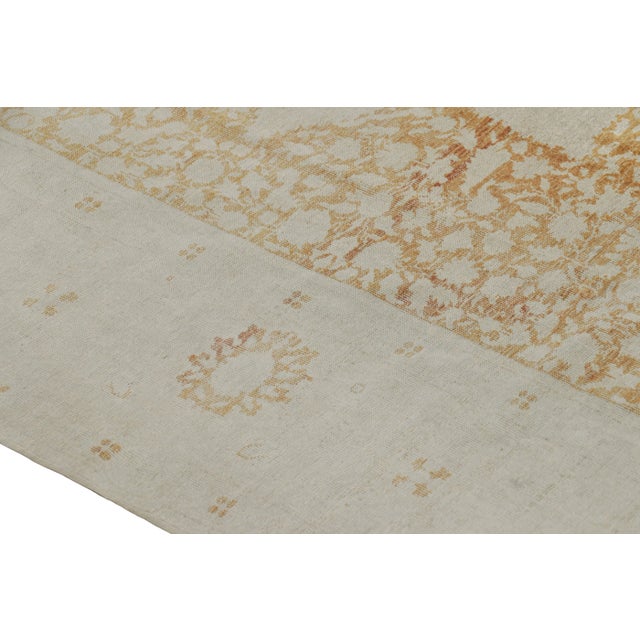 Modern Rug & Kilim’s Modern Classics Rug in Gold and White Tones With Medallion For Sale - Image 3 of 7