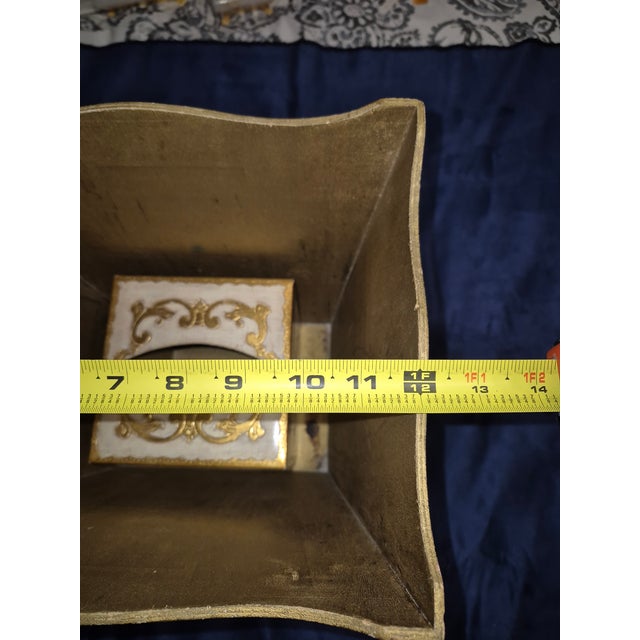 Mid 20th Century Matching Italian Florentine Carved Wood Wastebasket and a Small Tissue Box Fd For Sale - Image 13 of 14