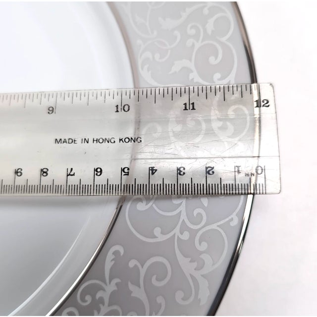 Platinum Mikasa Platinum Parchment Round Buffet Platter Chop Plate 12" Scroll New NWT For Sale - Image 8 of 8