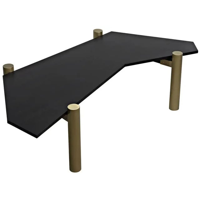 Mid-Century Modern NOIR Tabu Coffee Table, Brass Finished Legs with Ebony Walnut Top For Sale - Image 3 of 5