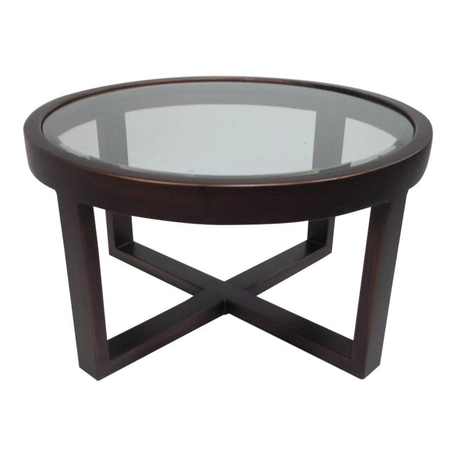 Modern Round Copper Finish Coffee Table For Sale