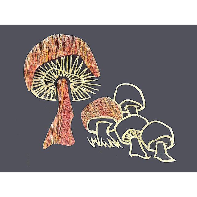 1950s Mid 20th Century Couroc of Monterey Tray With Brass and Wood Inlay Mushrooms For Sale - Image 5 of 11
