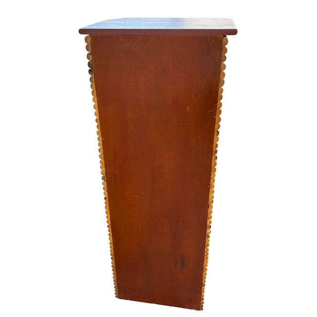 1970s 1970s Restored Paul Frankl Style Stacked Rattan & Mahogany Cabinet W/ Drawers For Sale - Image 5 of 10