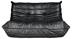 Togo 2-Seater Sofa in Black Leather by Michel Ducaroy for Ligne Roset, France