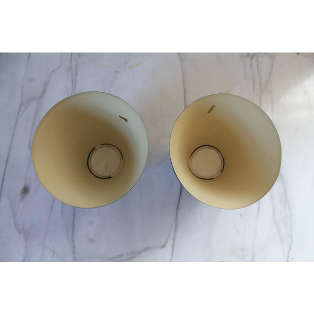 Pair of Vintage Tapered Cone-Shaped Toleware Metal Lamp Shades For Sale - Image 10 of 13