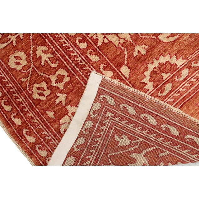 10x13 Terra Cotta Floral Oushak Rug | 9'11"x12'11" Ivory Wool Afghan Hand-Knotted For Sale - Image 11 of 11