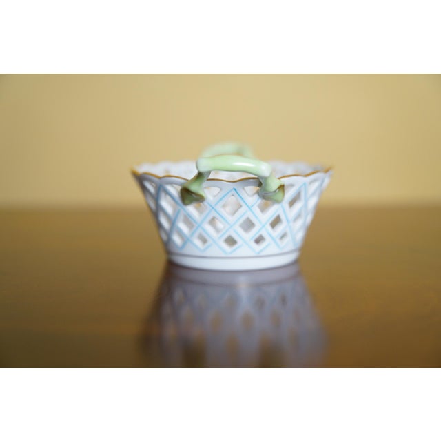 Vintage Herend Hungary Chinese Flower Openwork Porcelain Basket With Handles For Sale In New York - Image 6 of 8
