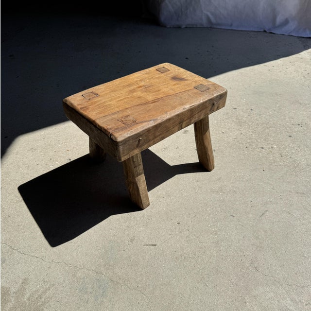 Small Wabi-Sabi Style Oval Teak Occasional Stool, 1980s For Sale - Image 10 of 12