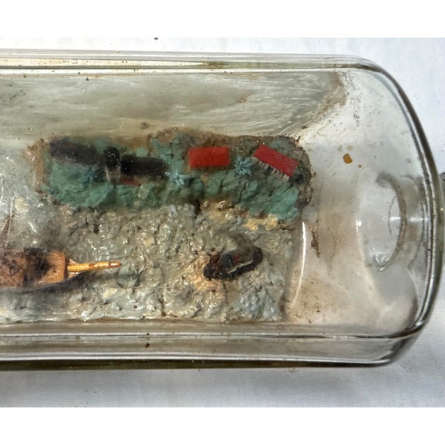 Rare Antique 19th Century Handmade Folk Art Sailboat Ship in Bottle Sculpture For Sale - Image 12 of 17