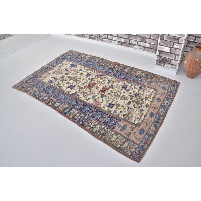 Turkish Geometric Vintage Anatolian Carpet For Sale - Image 3 of 10